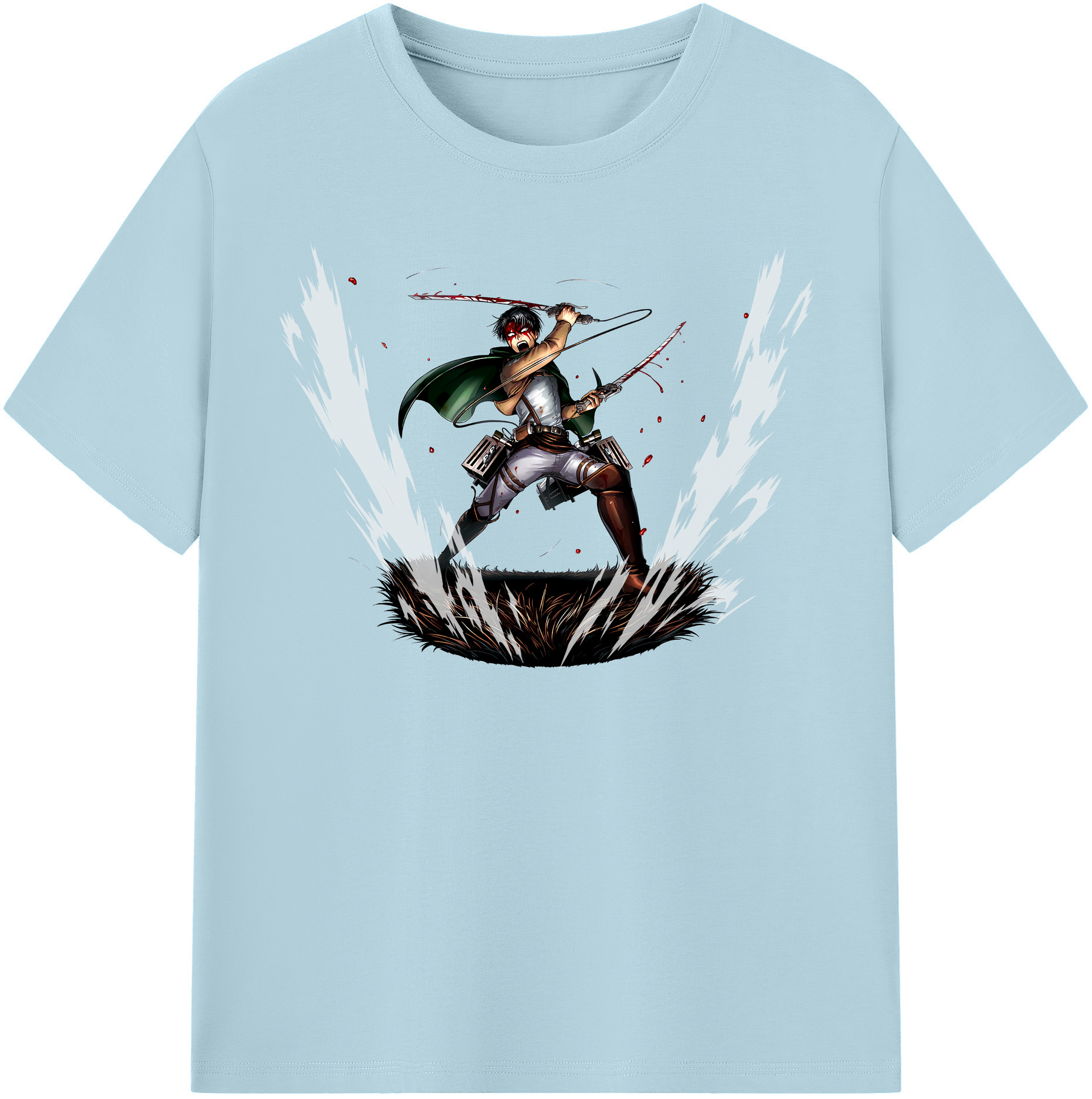 （画像用） 進撃の巨人 リヴァイ·アッカーマン Attack on Titan Levi Ackerman 綿100％半袖Tシャツ（フロントプリント）
